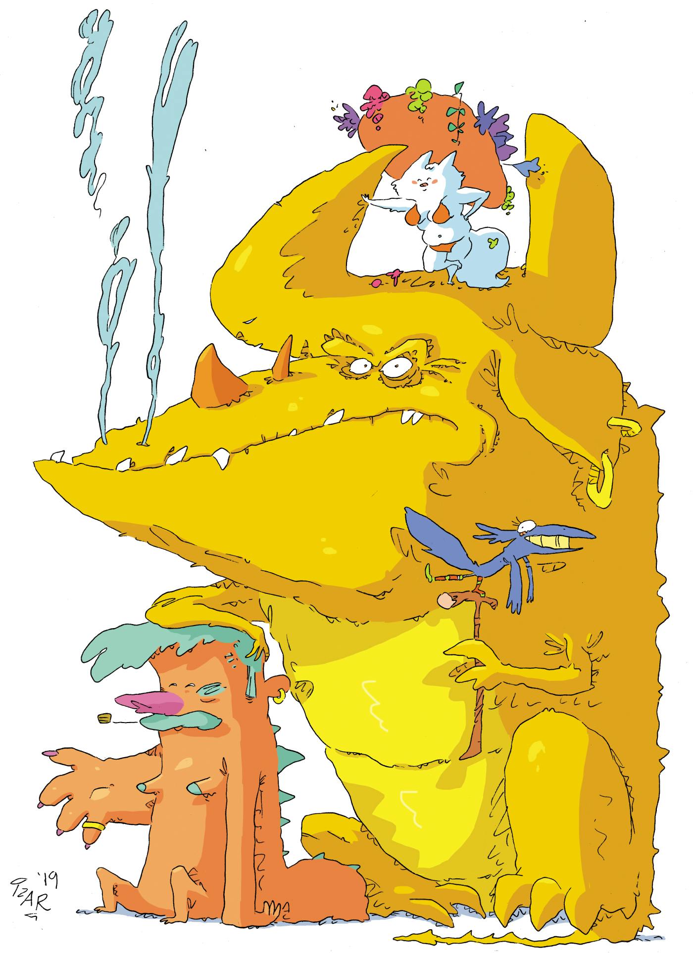 Ilustracija več prikazni različnih barv in velikosti