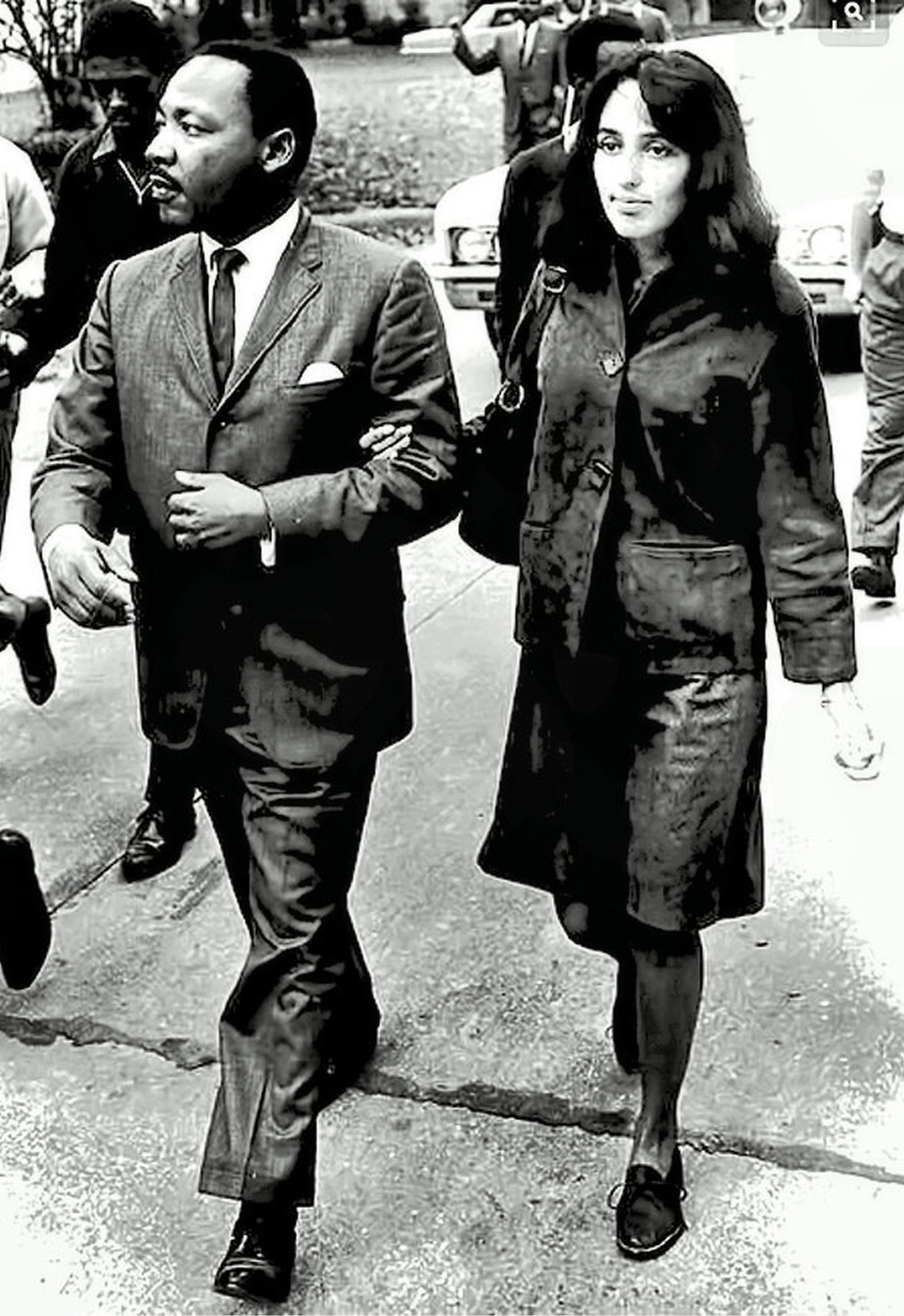 Starejša fotografija Joan Baez in Martina Luthra Kinga
