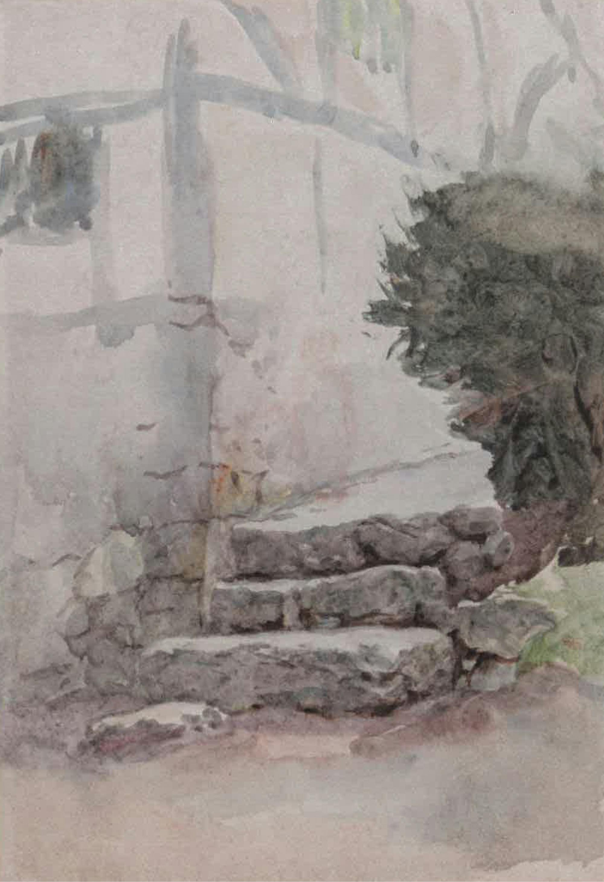 Slika kamnitega stopnišča ob stavbi