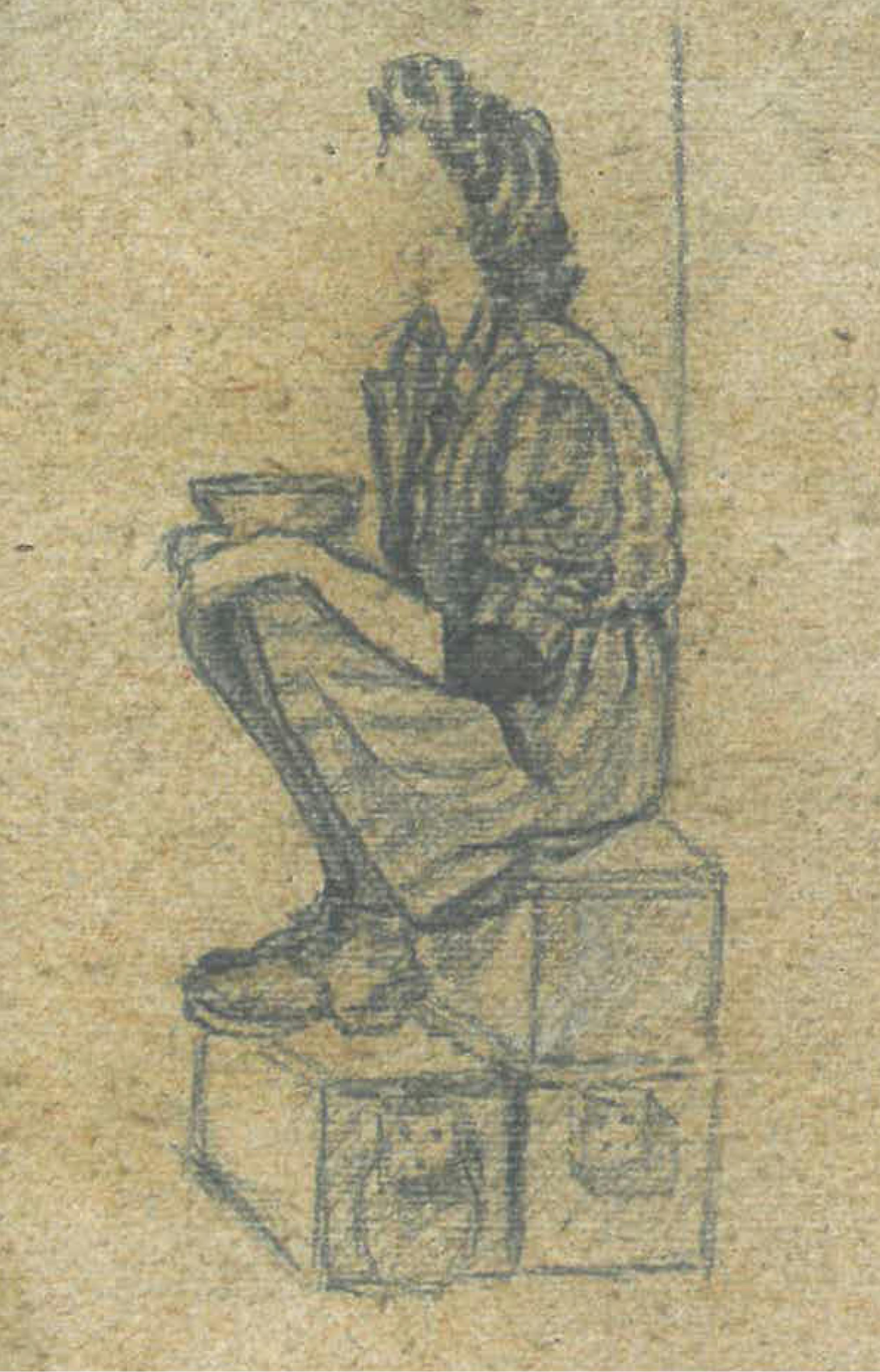 Risba ženske s skledo v rokah