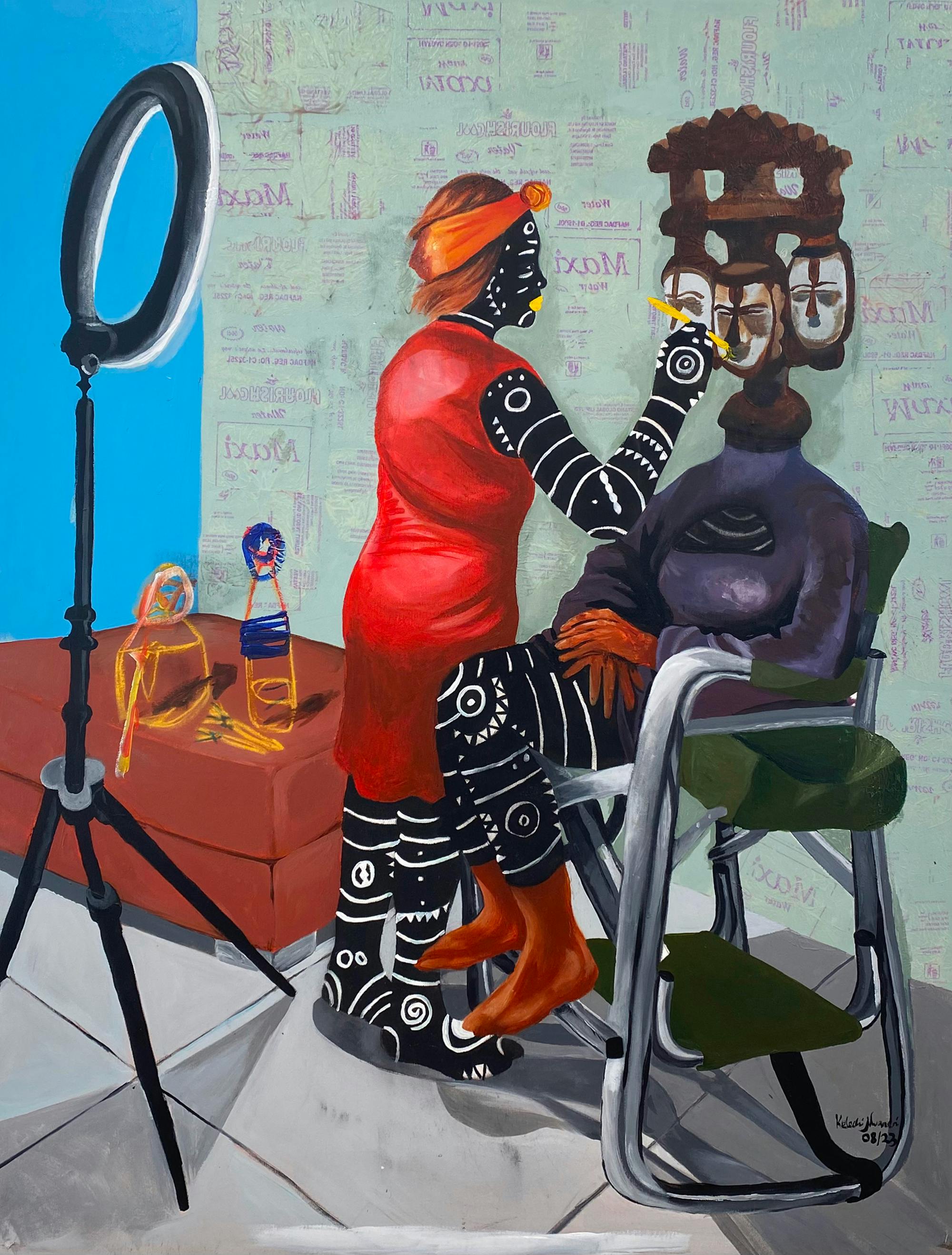 Slika osebe, ki liči osebo s tremi obrazi