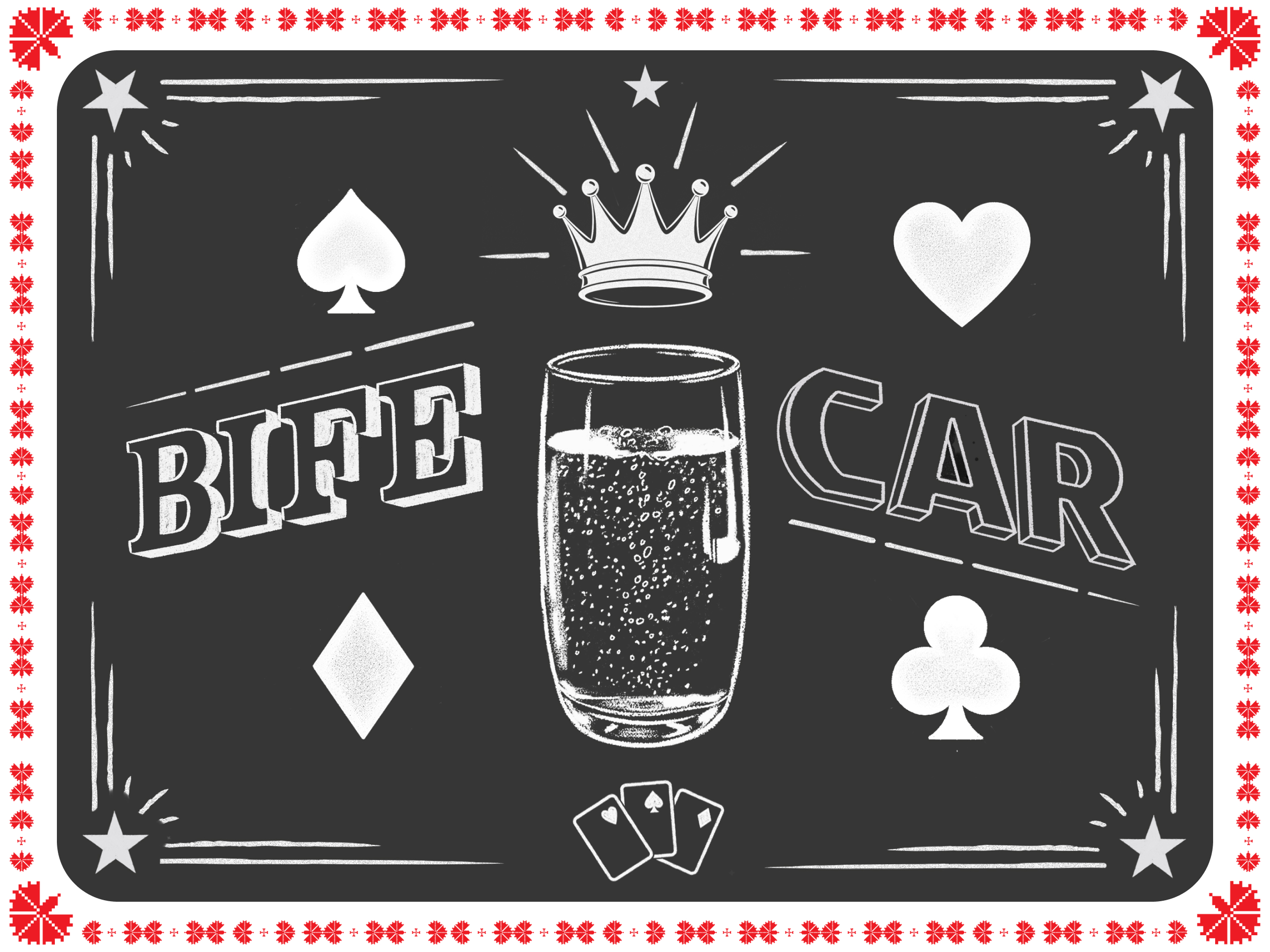 Ilustracija špricerja z napisom Bife Car