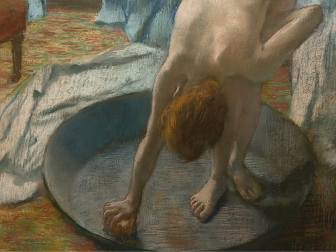 Stara slika osebe med umivanjem