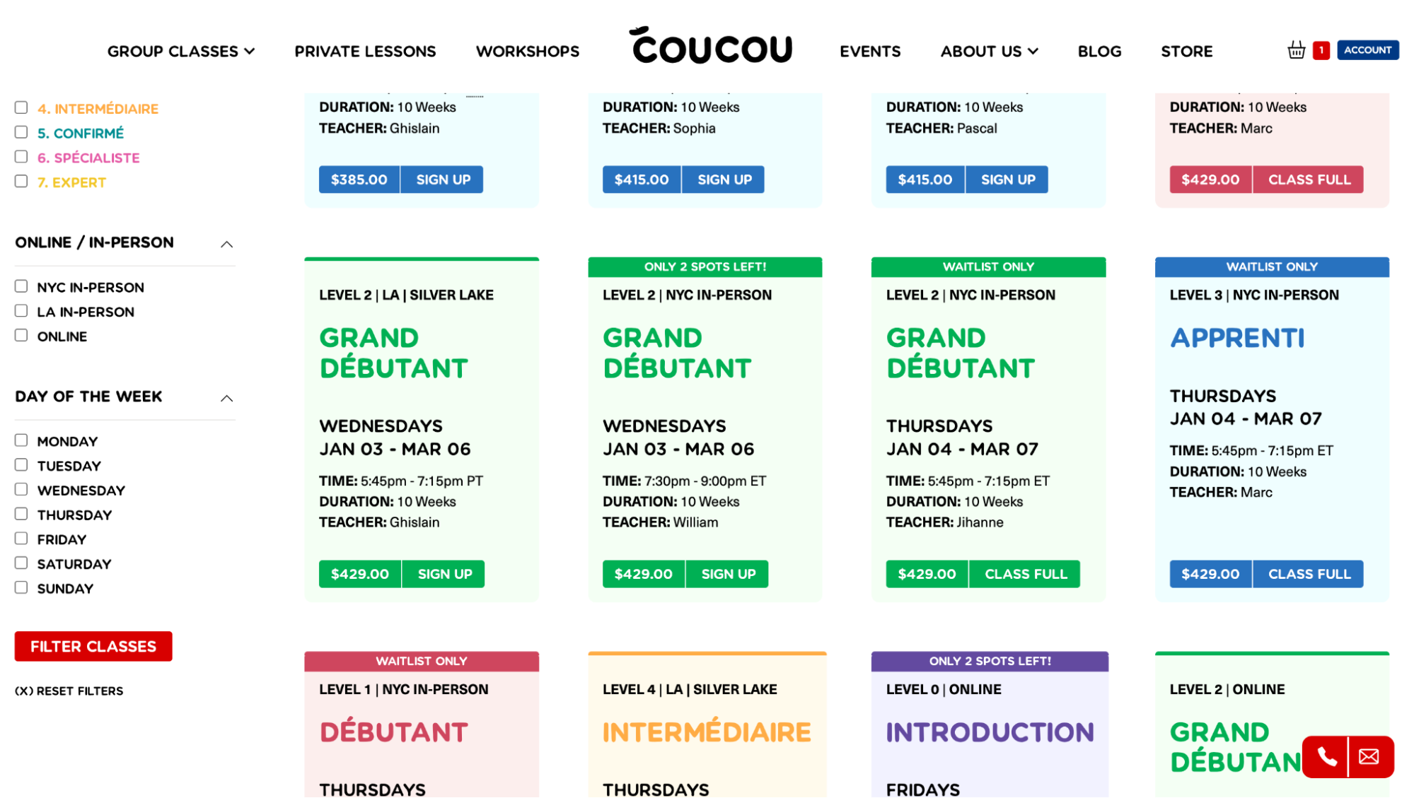 coucou french classes has less features than Get French Classes