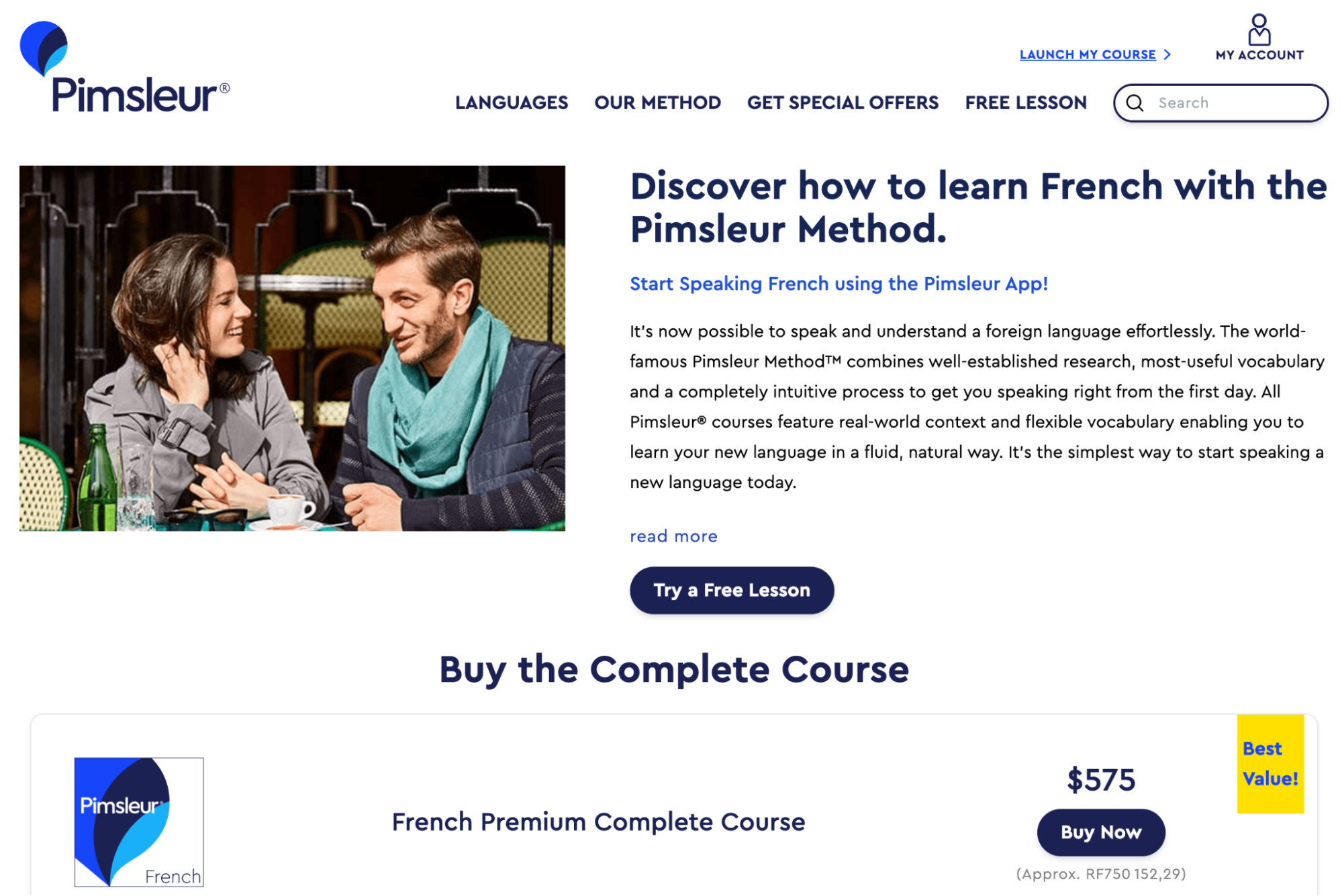 Pimsleur French uses audio lessons designed to improve speaking skills for learners at any level.
