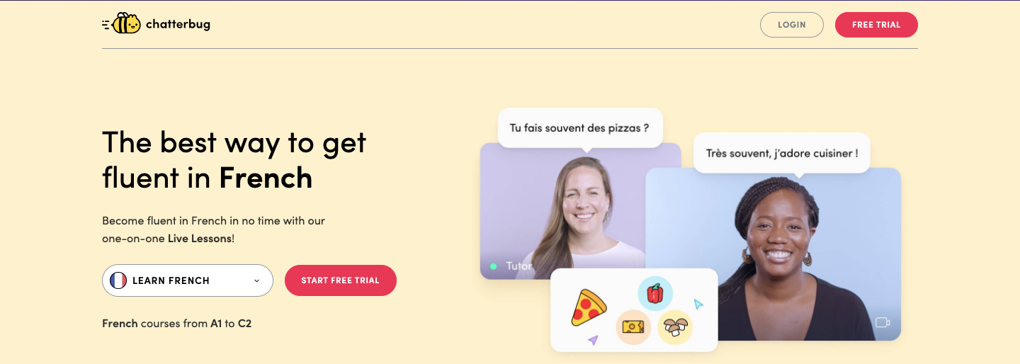 Chatterbug’s Learn French Online platform provides personalized courses that focus on essential French phrases, helping you communicate confidently and effectively in real-life situations.
