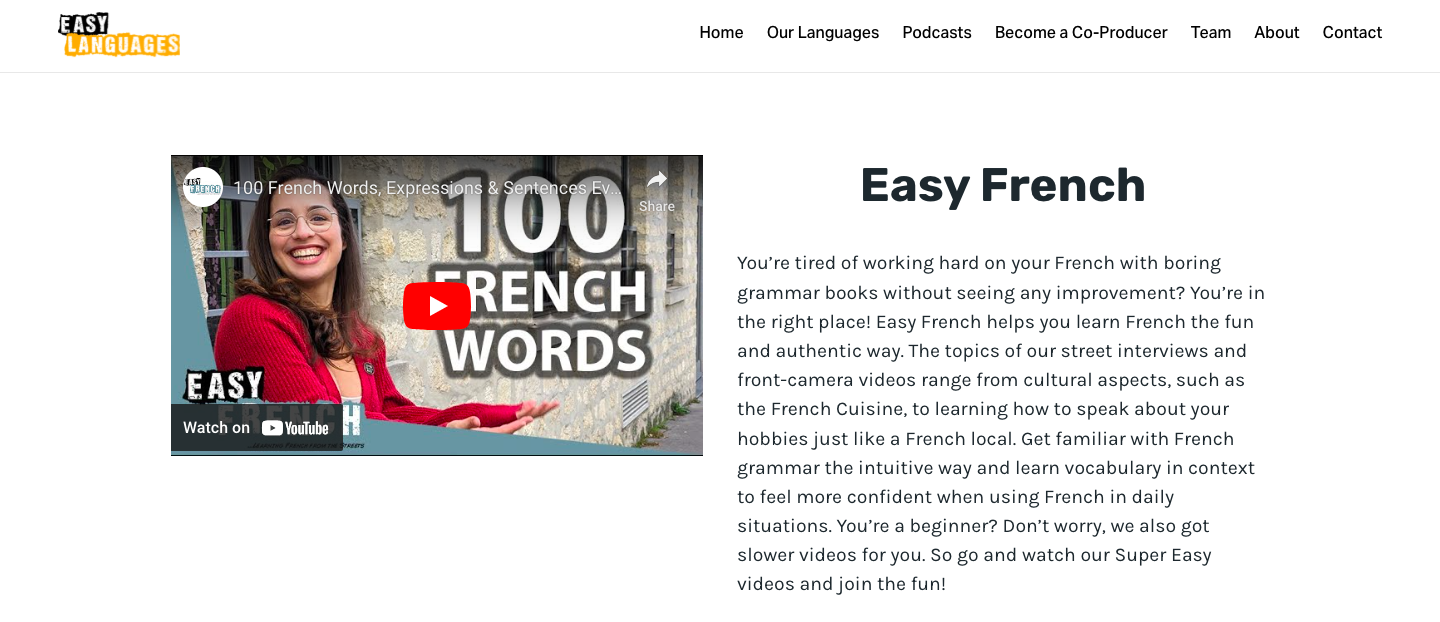 Easy French aims to teach french easily