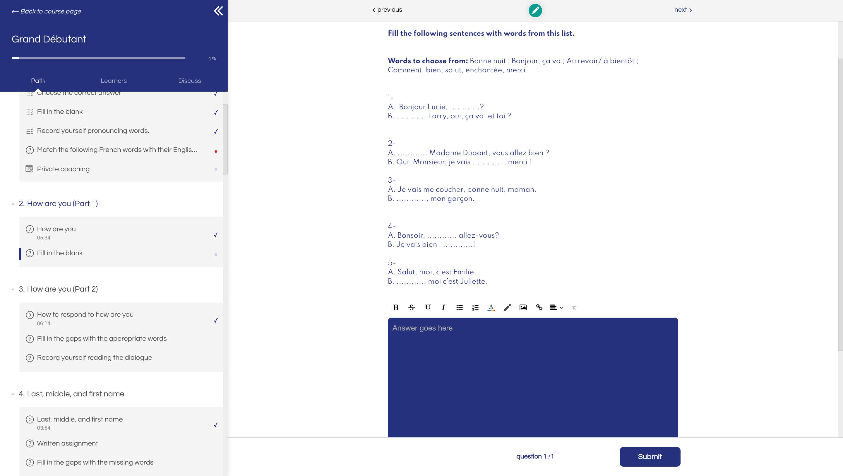 Unlike italki's teaching style, here are some writing assignments from Get French Classes, to help you  improve your writing skills and learn your target language , with what will be needed for language exchange.