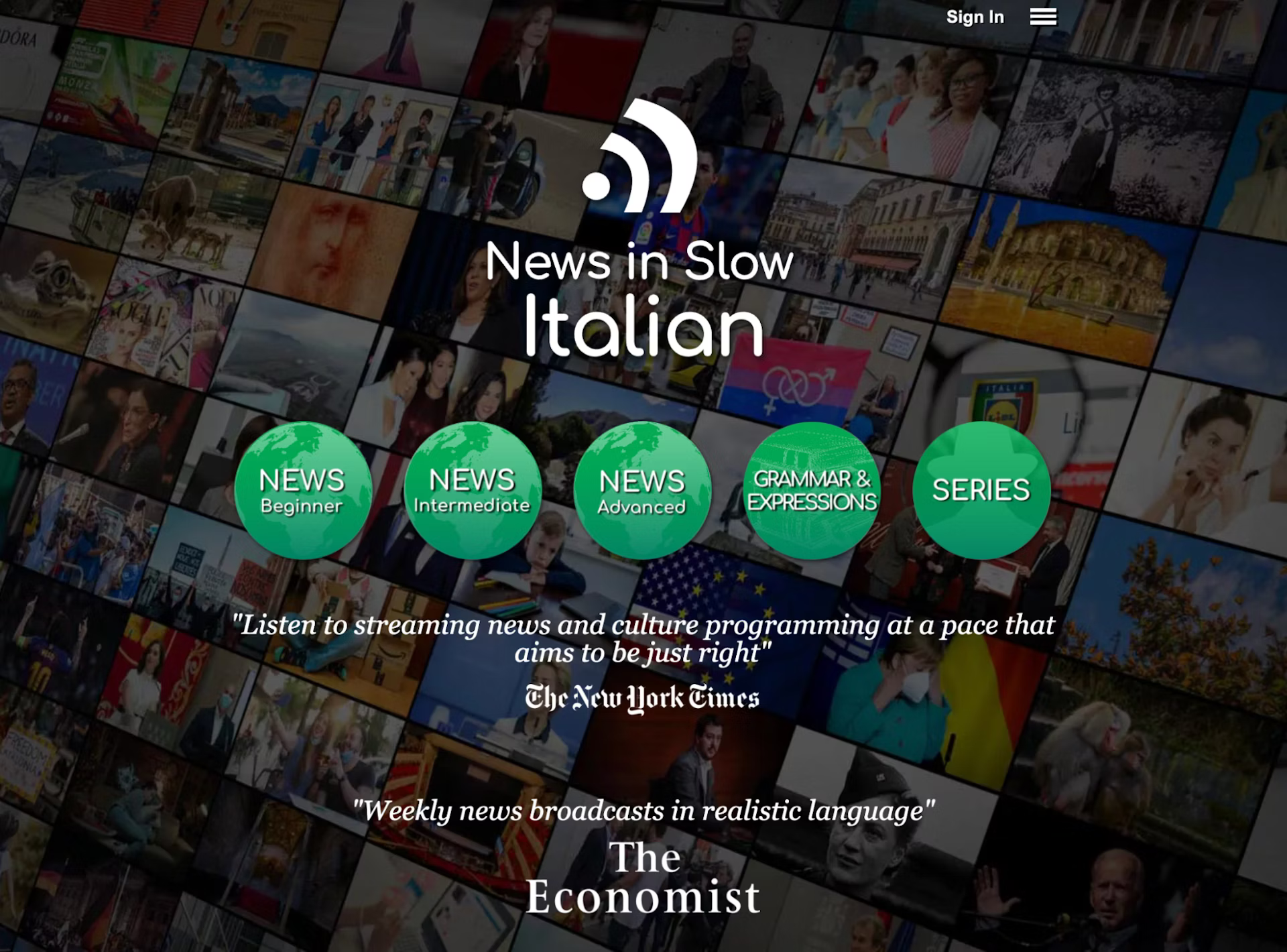 Find not chinese course but italian on Slow Italian.