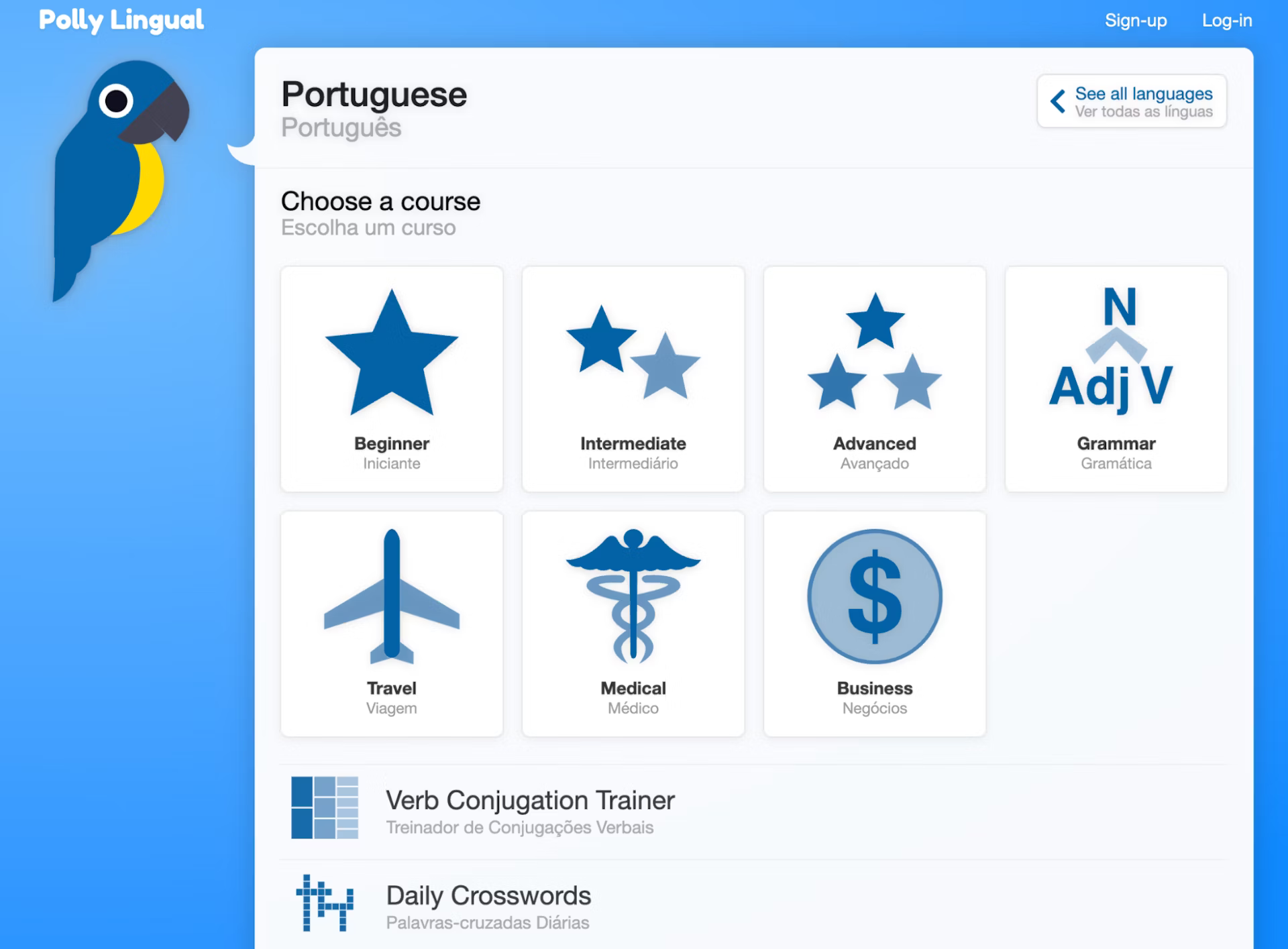 The platform is not just visually appealing. Find grammar guide, review vocabulary just to mention a few.