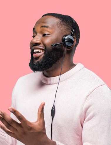 man talking on headset