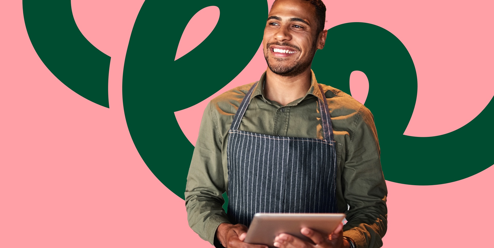 Merchant with tablet improving in-person payment experience