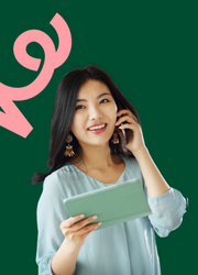 woman with phone and ipad