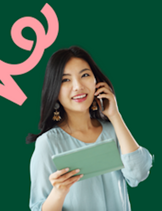 woman with phone and ipad