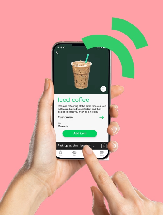 Embedded payment example, mobile phone with instore order app