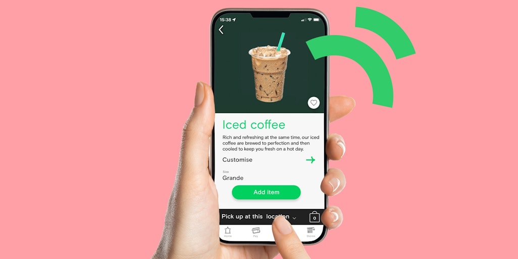 Embedded payment example, mobile phone with instore order app