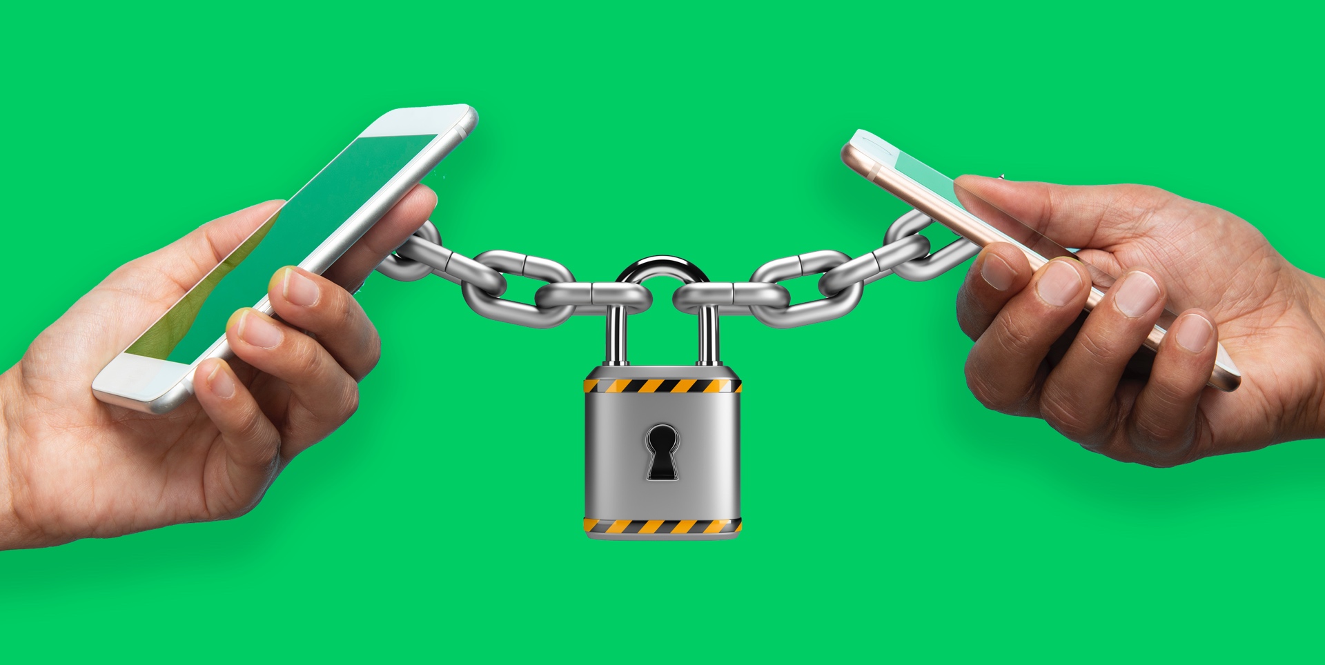 SoftPOS Security standards | two mobile phones connected with padlock