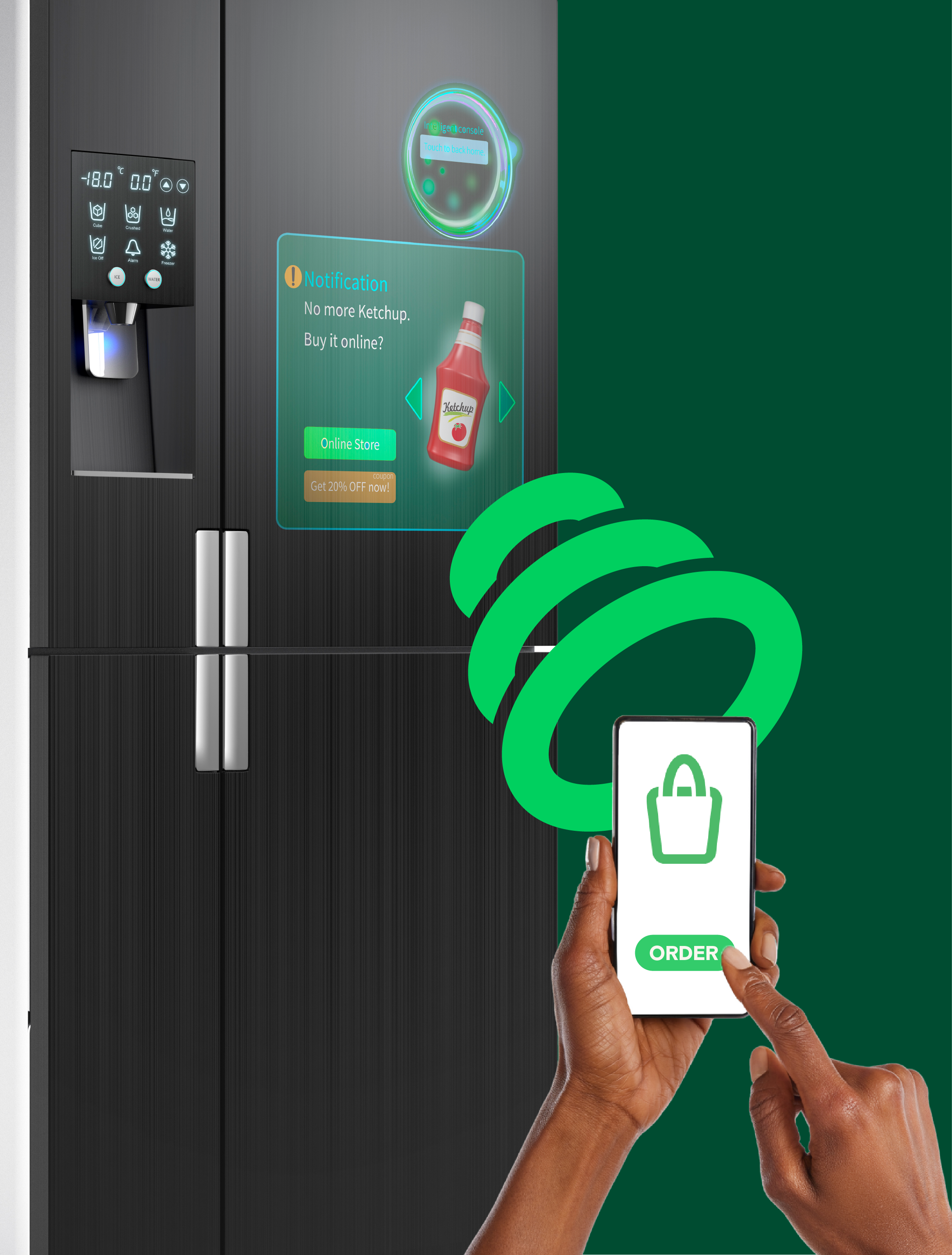 internet of things, smart fridge, connect, order