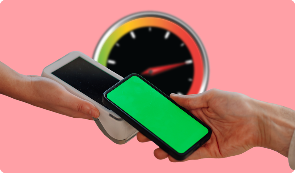 Payment on mobile phone showing speed dail to emphasise the processing speed of the payment gateway