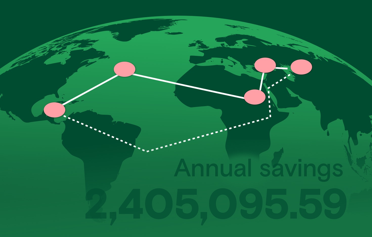 Visual showing annual savings using smart routing