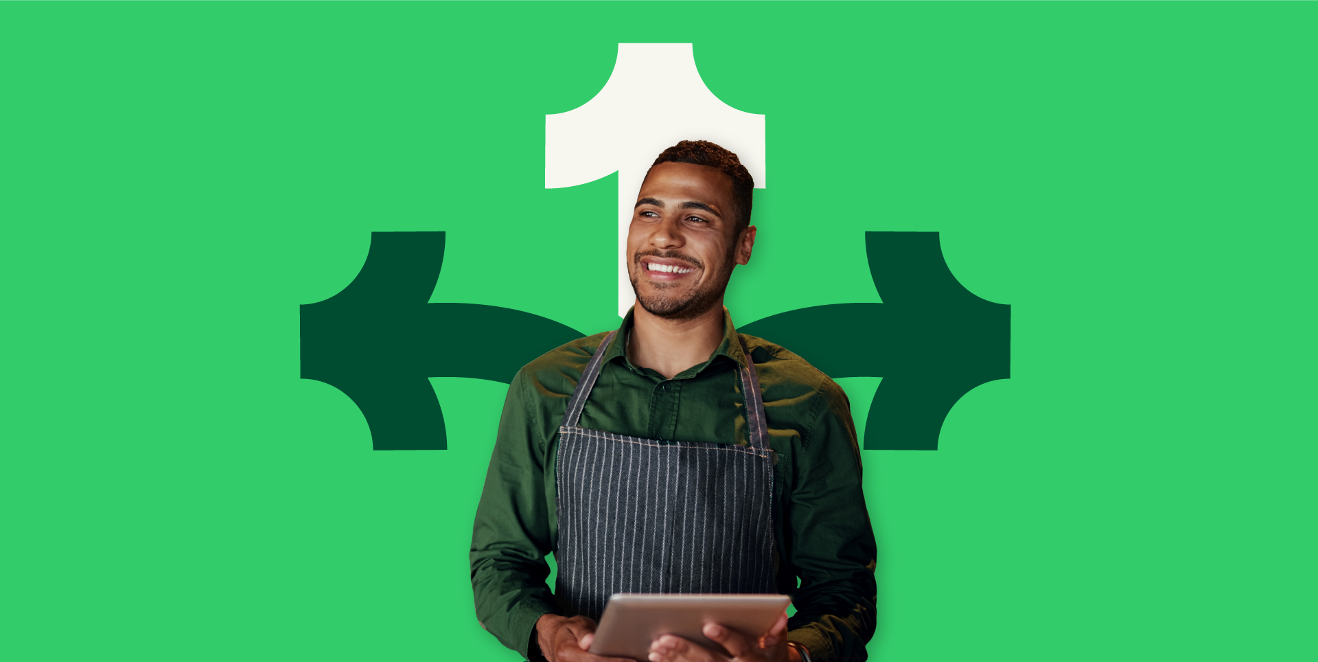 merchant, flexibility, tablet, man, smile