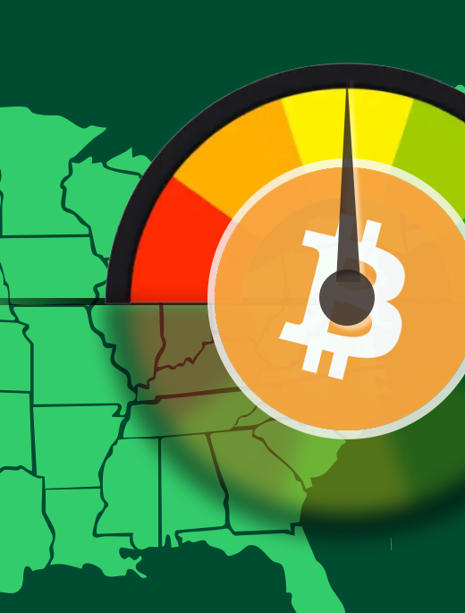 Trust indicator of crypto on map of America
