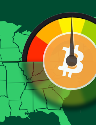 Trust indicator of crypto on map of America