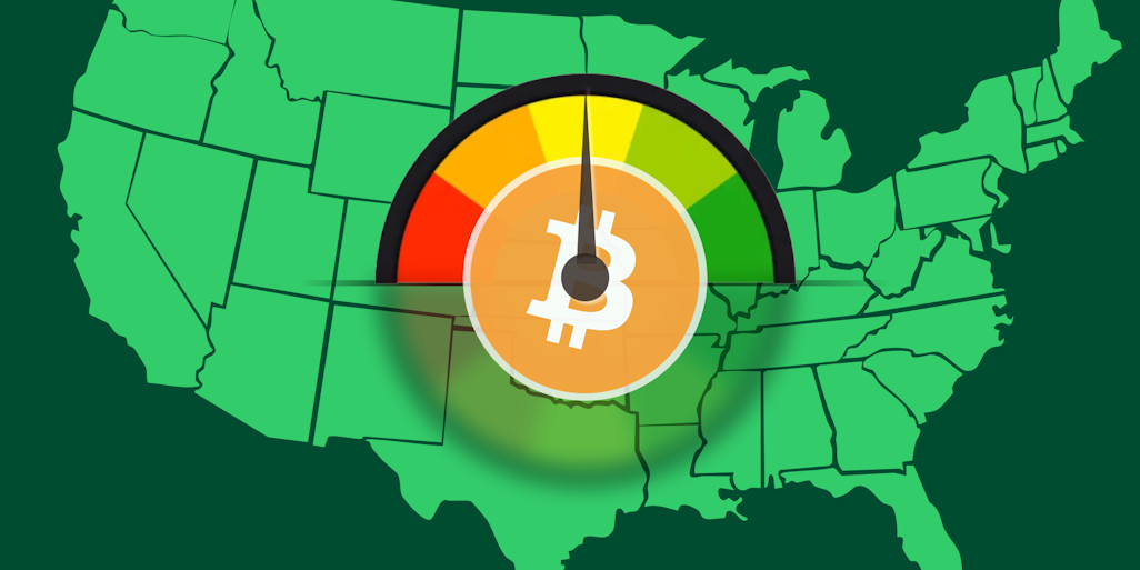 Trust indicator of crypto on map of America