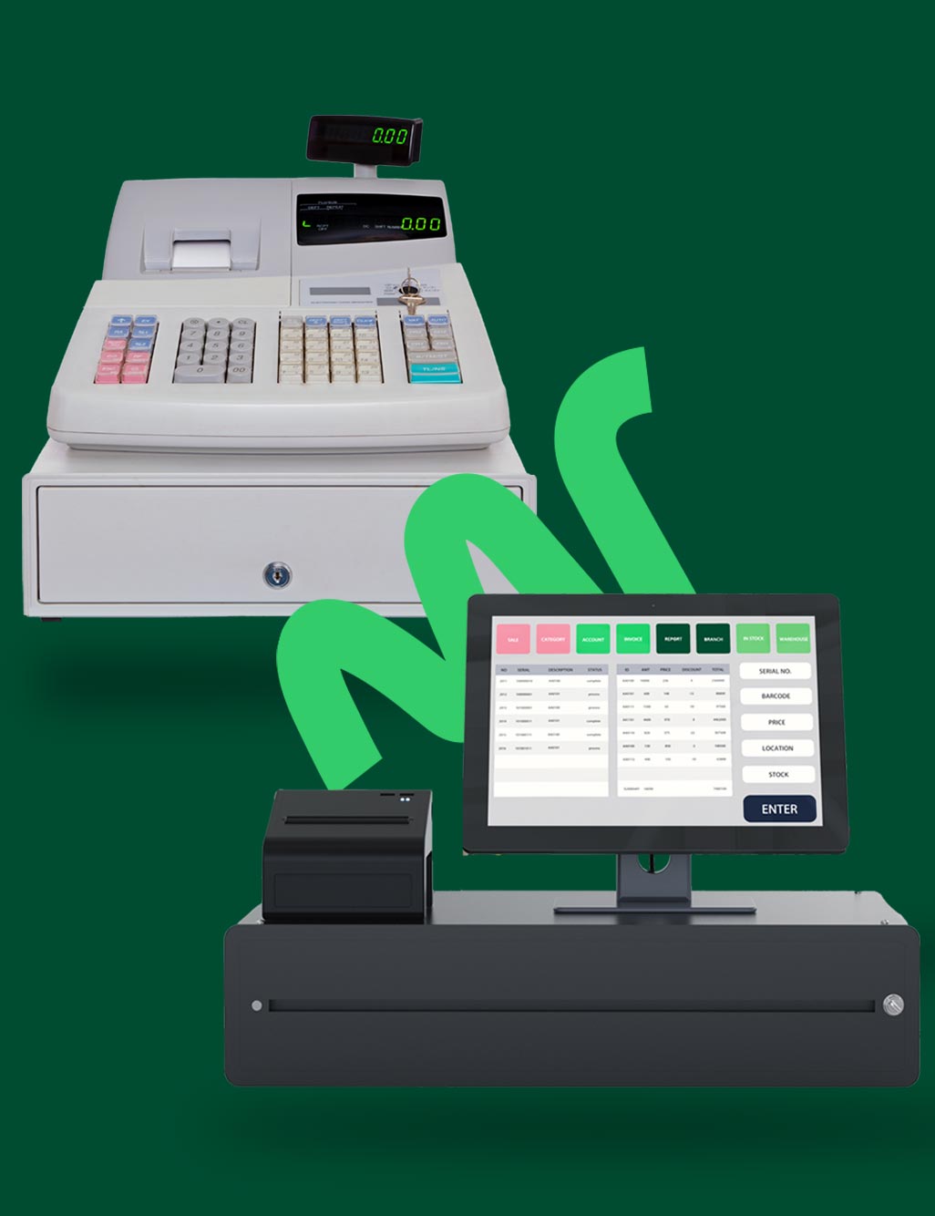 Cash register v.s. EPOS