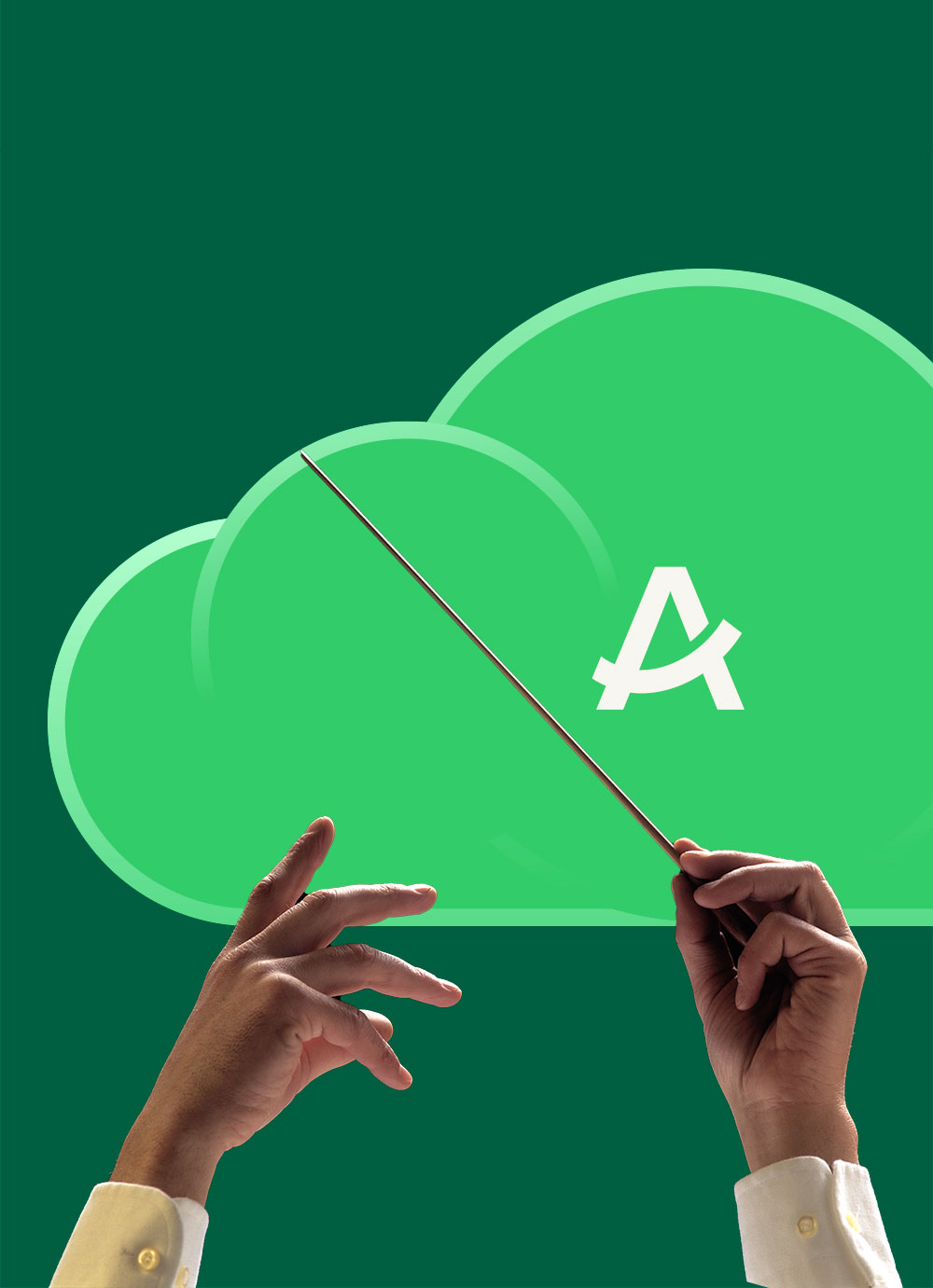 Hands of conductor in front of Aevi cloud based payment soltion visualising payment orchestration