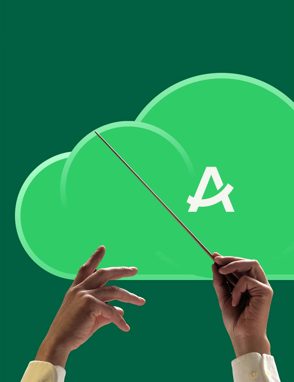 Hands of conductor in front of Aevi cloud based payment soltion visualising payment orchestration