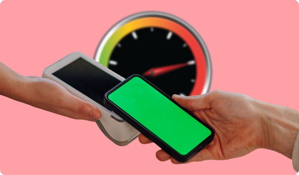 Payment on mobile phone showing speed dail to emphasise the processing speed of the payment gateway