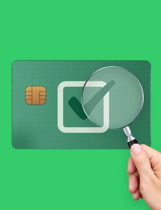 payment, card, magnifying glass, compliance