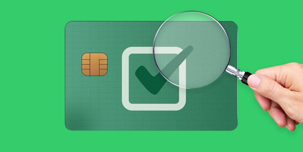 payment, card, magnifying glass, compliance