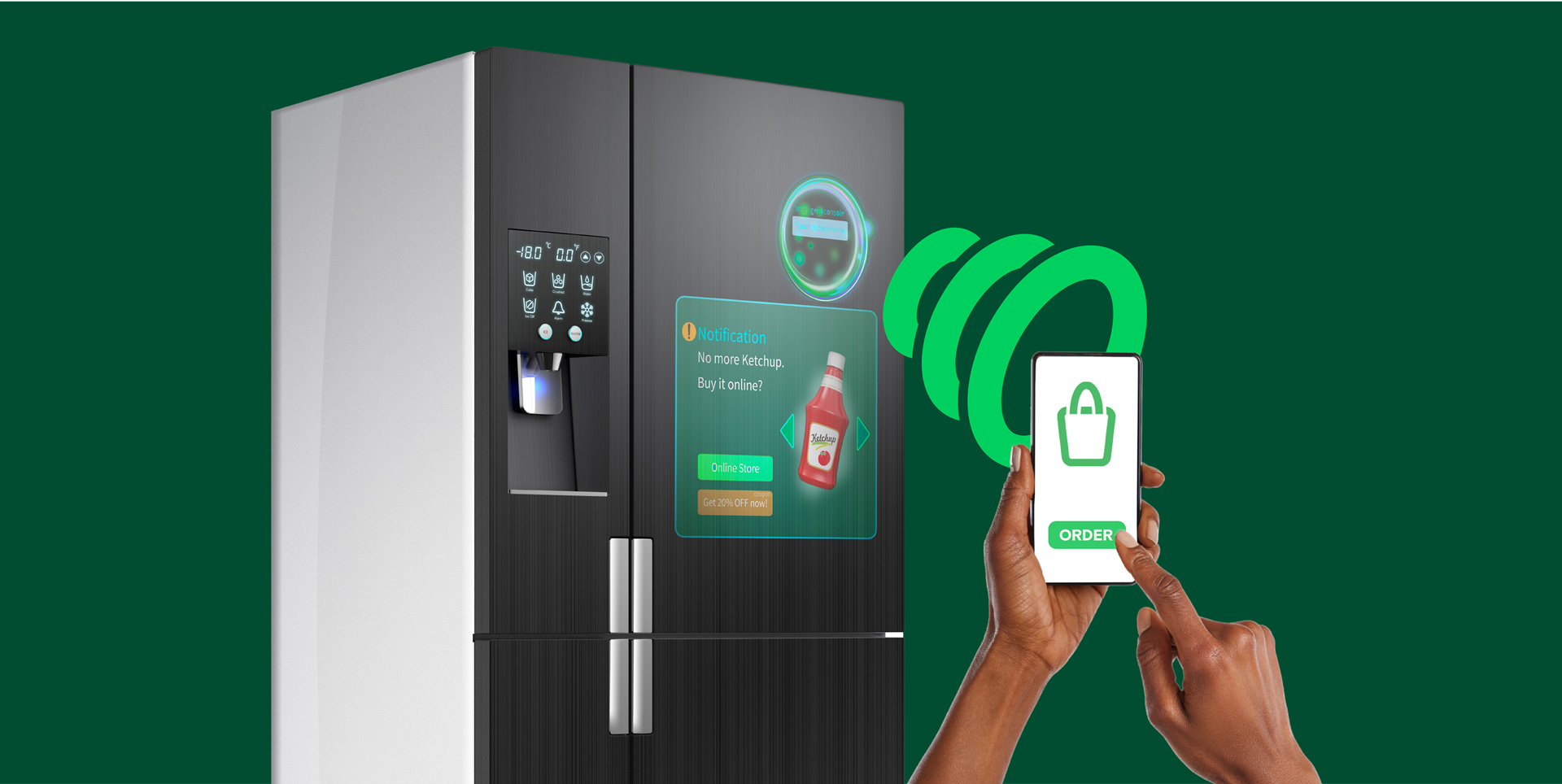 internet of things, smart fridge, connect, order