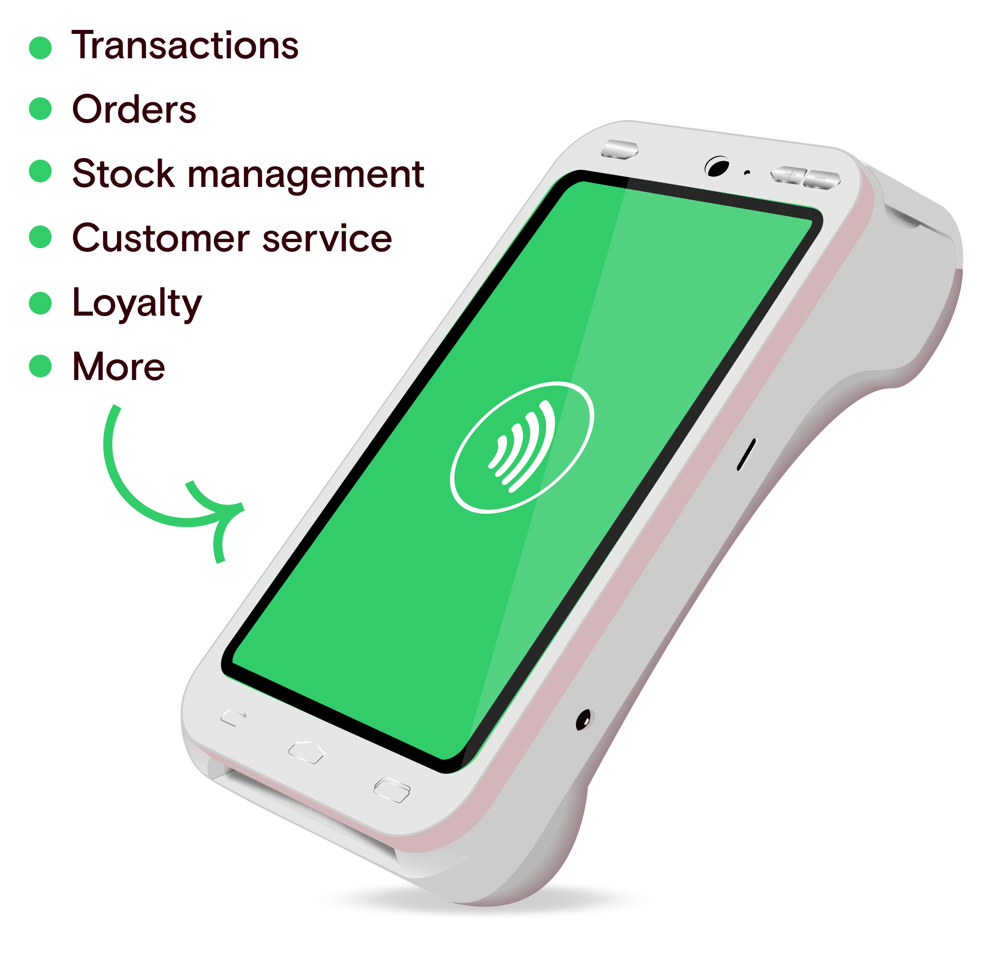 POS card machine showing device functions
