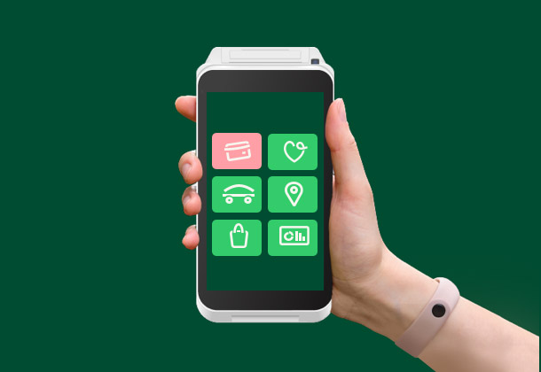 Aevi proposition SmartPOS for ISVs Hand with smartPOS