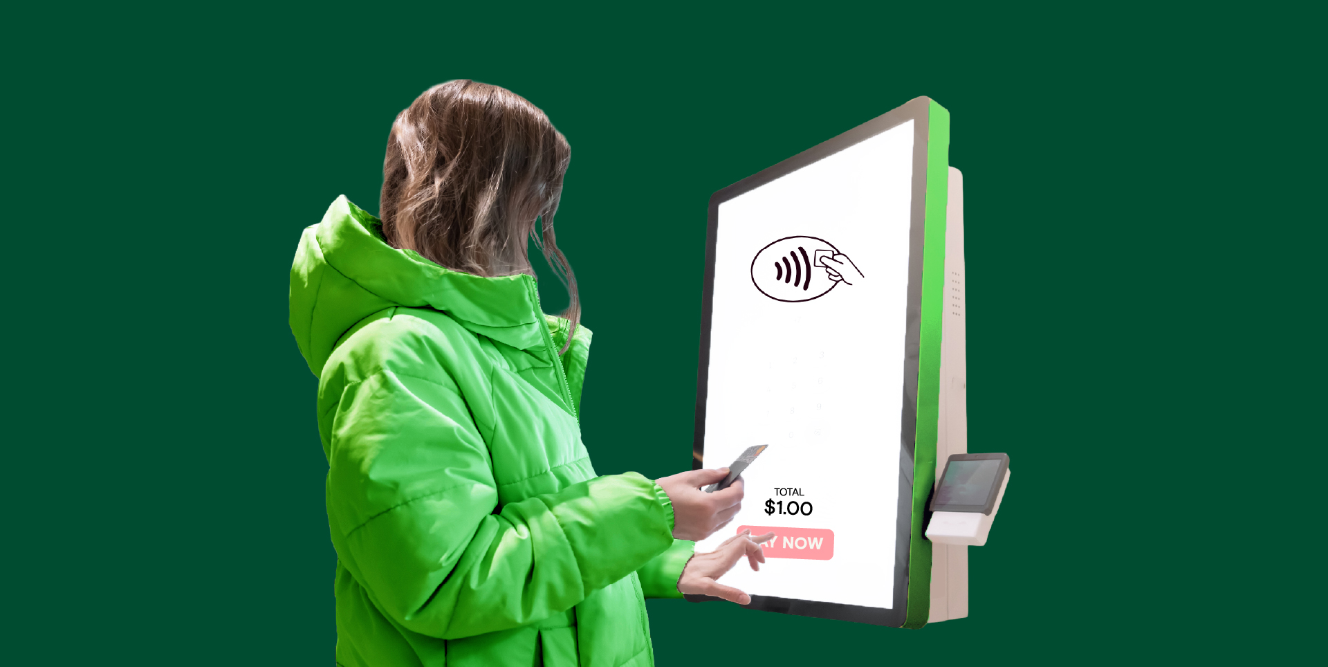 person using a self service kiosk