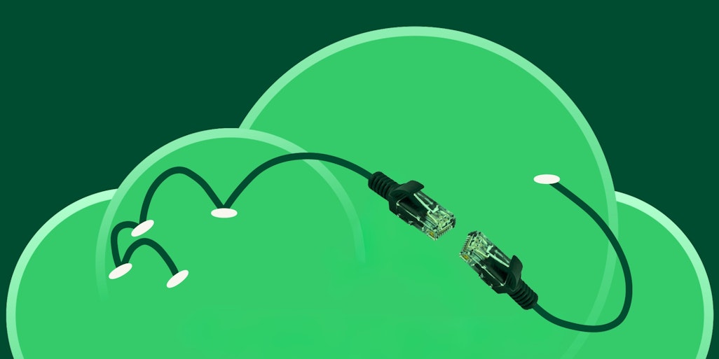 Cables connecting in front of cloud