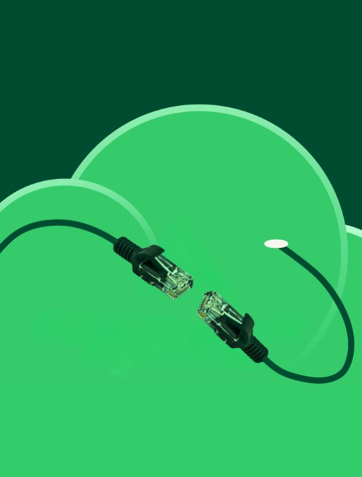 Cables connecting in front of cloud