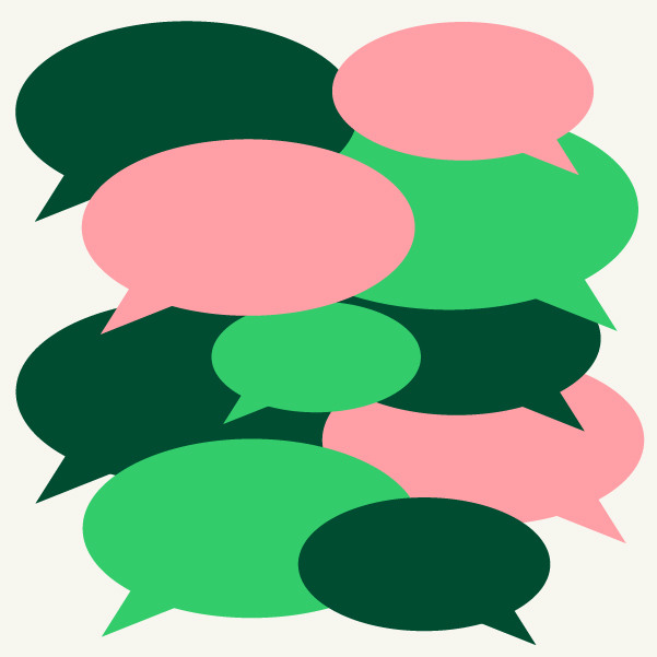 speech bubbles in Aevi colours
