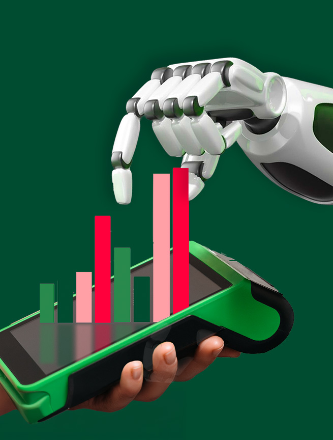 Robotic arm pressing pay button on SmartPOS