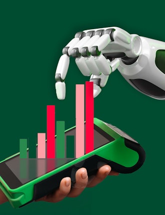 Robotic arm pressing pay button on SmartPOS