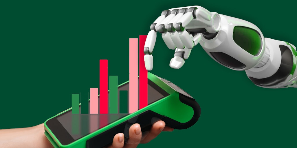 Robotic arm pressing pay button on SmartPOS