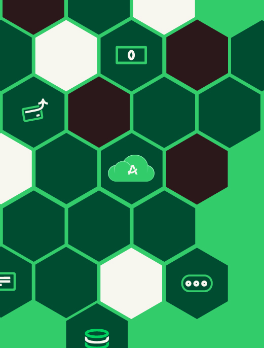 modular stacks shown as hexagons