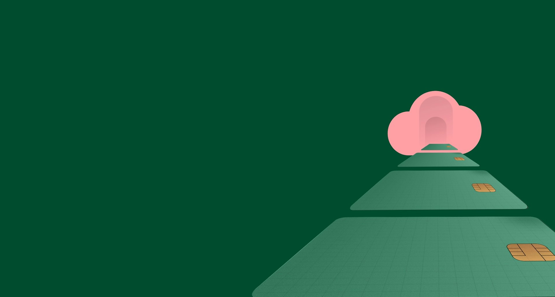 Credit cards moving through cloud tunnel visualising Payment Gateways