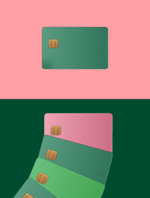 A single card compared to multiple colourful, different cards
