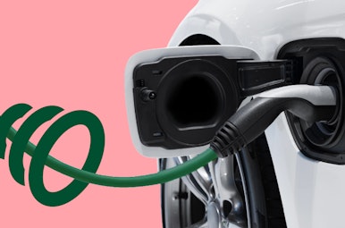 EV charger plugged into car