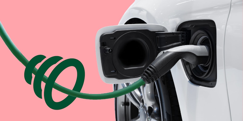 EV charger plugged into car