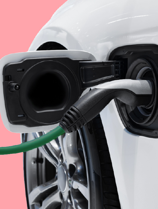EV charger plugged into car